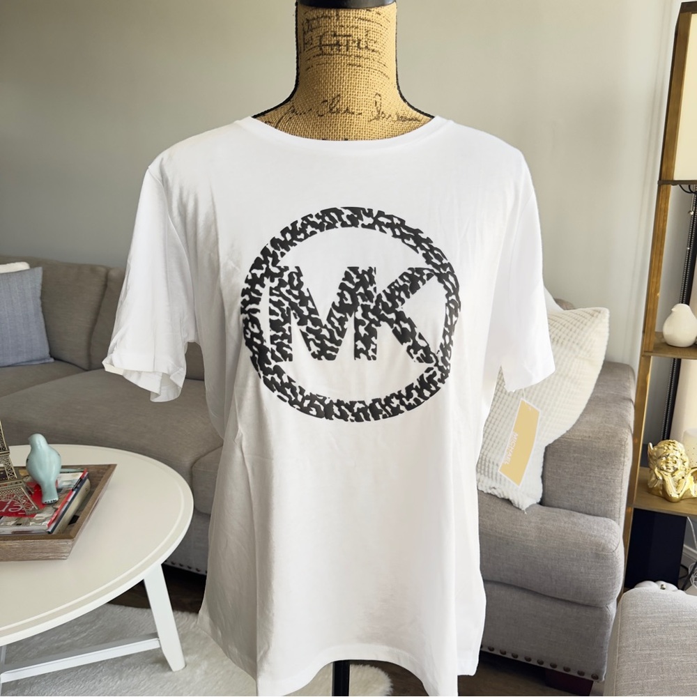 MICHAEL KORS White T-Shirt with Black Logo